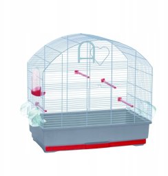 Panama Pet Klatka dla ptaków, ASSO DI CUORI , szaro-czerwony, 59,5 x 35,5 x 57,5 cm