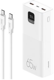 Powerbank Usams USAMS Powerbank PB68 30000mAh 65WQC3.0+PD Fast Charge + kabel USB-C/USB-C 100W biały/white ATXLOGTCTG02 (US-CD185)