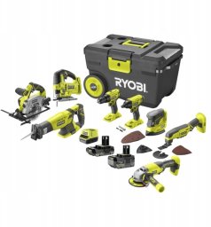 Zestaw elektronarzędzi Ryobi Zestaw narzędzi 12 el. 18 V 2,0 Ah + 4,0 Ah Ryobi JUMBO KIT R18CK8-242TJ