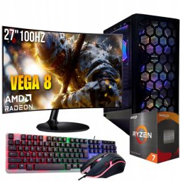 Komputer Adronix ZESTAW KOMPUTER GAMINGOWY 27"100Hz |RYZEN 7|VEGA 8|16GB|512GB| WI-FI|WIN 11