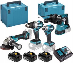 Zestaw elektronarzędzi Makita MAKITA ZESTAW COMBO 18V DLX4196JX1 (DDF489, DGA504, DTD173, DHR243) 3x5,0Ah 2xMP