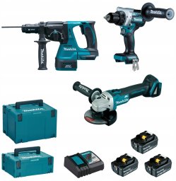 Zestaw elektronarzędzi Makita MAKITA ZESTAW COMBO 18V DLX3202TJ (DHP492, DGA506, DHR243) 3x5,0Ah 2xMP