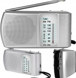 Radio Retoo RADIO KUCHENNE NA BATERIE PRZENOŚNE MAŁE FM AM SW ANTENA SREBRNE