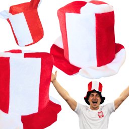 Verk Kapelusz cylinder kibica biało czerwony nakrycie na głowę polska mecz