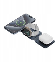 Ładowarka Energea Ładowarka indukcyjna Bazic GoMag Trio    Plus składana 3w1 15W Fast Charging MagSafe granatowy