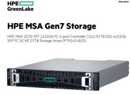 Macierz dyskowa HPE MSA 2070 SFF 2x32Gb FC 4-port Controller 12x1.92TB SSD 4x32Gb SFP FC XCVR 23TB Storage Array macierz dyskowa Rack (2U)