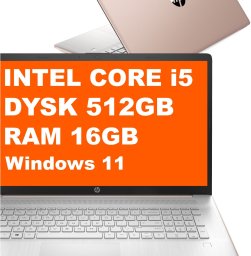 Laptop HP Laptop HP 17T-CN300 / D37BFU8 / Intel Core i5 / 16GB / 512GB / Intel Graphics / FullHD / Win 11 / Różowy