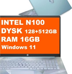 Laptop HP Laptop HP 17-cn3145ds / BK1C4UA / Intel N100 / 16GB / 128GB UFS + 512GB M.2 / Intel UHD / HD+ / Dotyk / Win 11 / Niebieski