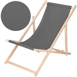 Springos Leżak ogrodowy drewniany z 3-stopniową regulacją, plażowy, balkonowy, grafitowy UNIWERSALNY