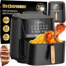Frytkownica beztłuszczowa Heckermann FRYTKOWNICA BEZTŁUSZCZOWA FRYTOWNICA PIEKARNIK AIR FRAYER DUŻA 2100W 7L
