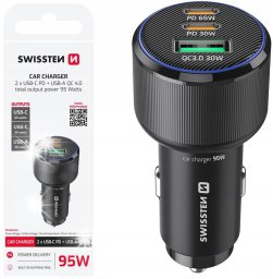 Ładowarka Canyon ŁADOWARKA SAMOCHODOWA kompaktowa SWISSTEN 2 x USB-C PD USB-A QC 95W