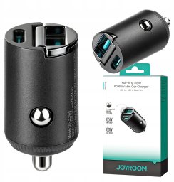 Ładowarka Joyroom Joyroom JR-CCN18 65W A+C Pull-Ring Style Mini Car Charger Black