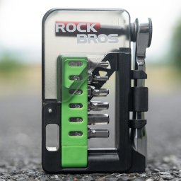 RockBros Zestaw narzędzi rowerowych Rockbros z mini grzechotką i bitami - półprzezroczysty, zielony