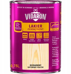 VIDARON VIDARON lakier zewnętrzny do drewna bezbarwny satynowy połysk 0,75L