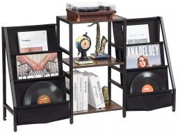 Vasagle Stojak na winyle 3-poziomowy metalowy z półką pod gramofon do salonu
