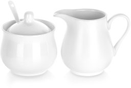 Vilde Cukierniczka i mlecznik porcelanowe białe 3 el.