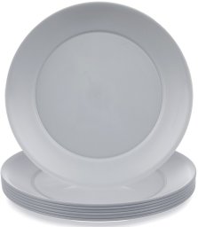 STALMAN Talerze obiadowe płytkie plastikowe szare SANDY 23,5 cm 6 szt.