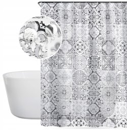 Vilde Zasłona prysznicowa haczyki kafelki 180x180 cm