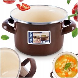 Lumarko Garnek emaliowany BROWN 14 cm, 950 ml