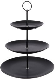 Vilde Patera porcelanowa czarna 3-piętrowa 34 cm