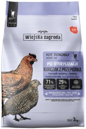 Wiejska Zagroda Sterilized z kurczakiem i przepiórką 3kg