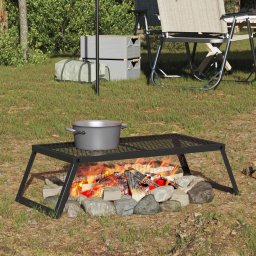 vidaXL vidaXL Składany Grill Campingowy Czarny 58 x 31 x 2 cm Stal stopowa