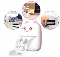 Drukarka etykiet Drukuś mini drukarka termiczna różowy aparat natychmiastowy papier rolki XL