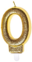 MK TRADE GoParty Birthday Candle 0 Gold Glitter 148 x 91 mm