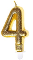 MK TRADE Birthday Candle 4 Gold Glitter