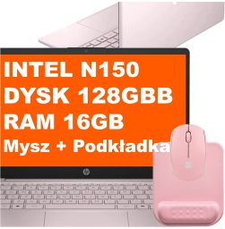 Laptop HP Laptop HP 14-ep2011wm / B5VU3UA / Intel N / 16GB / 128GB UFS / Intel UHD / HD / Mysz / Podkładka / Win 11 / Różowy
