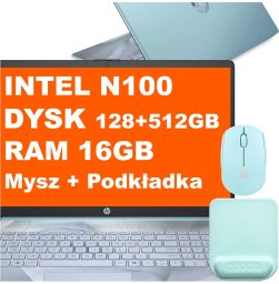 Laptop HP Laptop HP 17-cn3145ds / BK1C4UA / Intel N100 / 16GB / 128+512GB / Intel UHD / HD+ / Dotyk / Mysz / Podkładka / Win11 / Niebieski