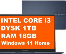 Laptop Asus ASUS Vivobook 14 / X1404VA-V14.I38128 / Intel Core i3 / 16GB / 1TB / Intel Graphics / FullHD / Win 11 / Niebieski