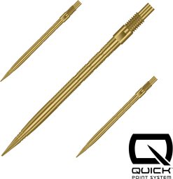 Harrows Końcówki stalowe ostre Harrows QUICK POINT - MICRO RIGDE goldGroty Harrows Micro Ridge Quick Points z precyzyjną strukturą zwiększającą kontrolę i stabilność. System Quick Point umożliwia szybką wymianę i dopasowanie rzutek do stylu gry. 26 m