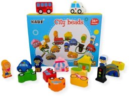 Kabi Drewniana nawlekanka dla dzieci Miasto 17 el. - Kabi 3+ EDUKAMP