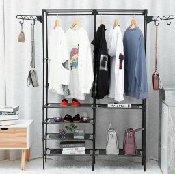 Goodhome U1H WIESZAK STOJĄCY PODWÓJNY SZAFA NA     UBRANIA PÓŁKI