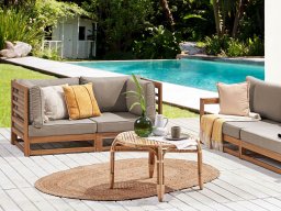 Beliani Sofa ogrodowa dla 2 osób TRANI Modułowy Certyfikowane drewno akacjowe Jasnobrązowy