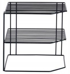 Vilde Półka Kuchenna Metalowa Czarna Narożna Loft 3-Poziomowa VILDE 22x22x21 cm