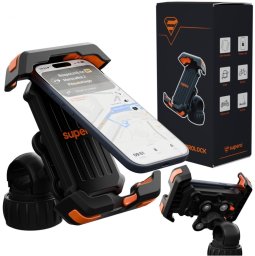 SUPERO Uchwyt rowerowy antywibracyjny 360 do telefonu, czarno-pomarańczowy