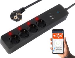 Listwa zasilająca Blow 98-423# Inteligentna listwa zasilająca czarna 1,5m 2xusb+usb-c wifi tuya
