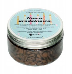 Kawa ziarnista Cup&You Kawa aromatyzowana URODZINOWA o smaku "świąteczne ciastko" 100g - drobny prezent upominek na 20 30 40 50 60 urodziny dla kobiety faceta niej niego