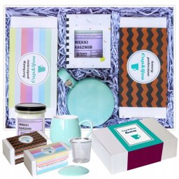 Cup&You THE BEST BOX zestaw wyselekcjonowanych kaw smakowych i herbat sypanych świeca sojowa kubek z zaparzaczem i pokrywką