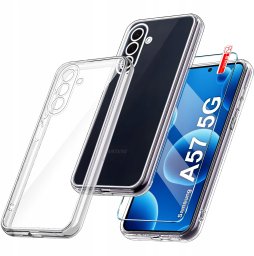 krainaGSM Etui bezbarwne do Samsung A57 5G WZMACNIANE CLEAR CASE 2MM + Szkło 9H