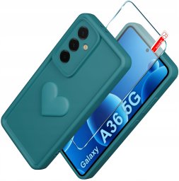 krainaGSM Etui do Samsung A36 | A37 5G silikonowe MATOWE serce + Szkło ochronne 9H