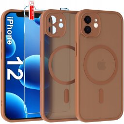 krainaGSM Etui Magnetyczne Matowe do iPhone 12 |do MagSafe + Szkło