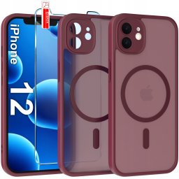 krainaGSM Etui Magnetyczne Matowe do iPhone 12 |do MagSafe + Szkło