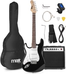Max Zestaw: Gitara elektryczna GigKit Max czarna + wzmacniacz akcesoria one size