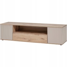 ASM Meble Szafka RTV CATALINA Dąb Viking + Kaszmir RYFLOWANY front | 160 cm