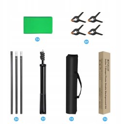 Zestaw studyjny ACV Statyw do tła fotograficznego fotografii 200x200 + Tło materiałowe zielone