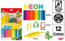 Noster Plastelina 12 kolorów neon + foremki i wałek