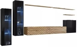 ASM Meble Meblościanka SWITCH LAMEL XI czarna/dąb wotan